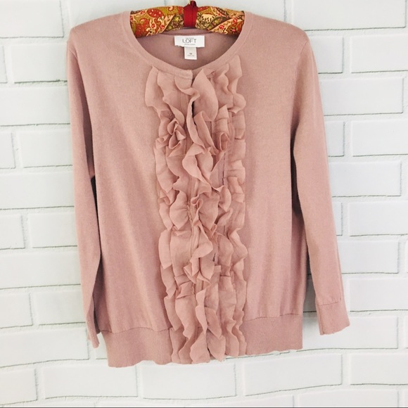 LOFT Sweaters - Ann Taylor Loft cardigan with ruffled front Sz M